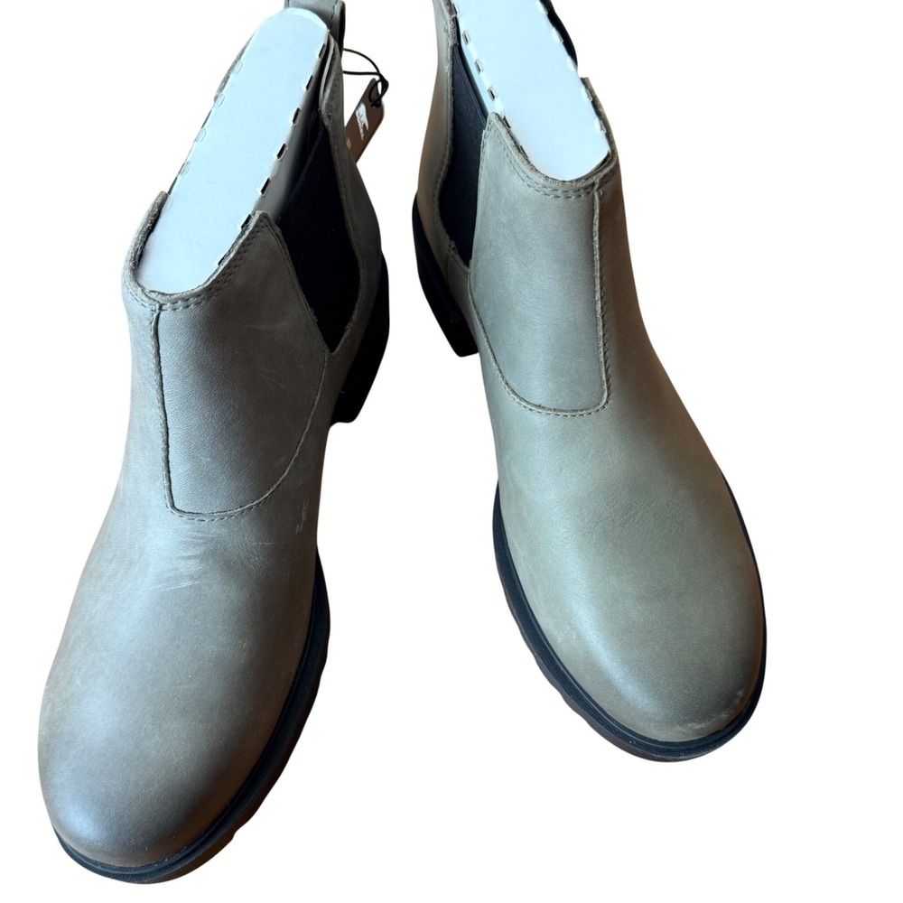 Sorelβ Womens Emelie II Chelsea WP Waterproof Leather Boots Quarry Grey